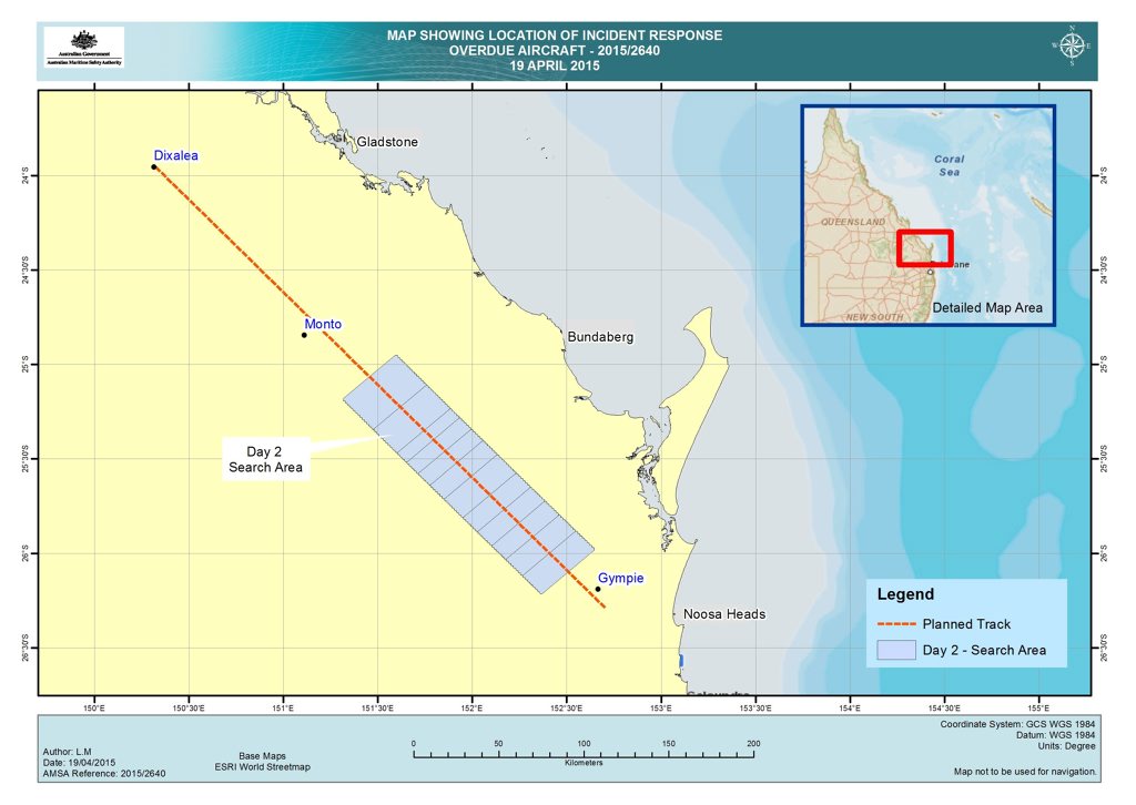 SEARCH CONTINUES: AMSA has focussed their search for the missing light plane today between Gympie and Monto. SEARCH CONTINUES: AMSA has focussed their search for the missing light plane today between Gympie and Monto.
