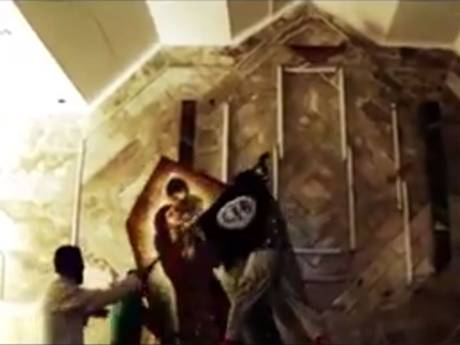 Crosses and works of art were replaced with the black flag of Isis Crosses and works of art were replaced with the black flag of Isis