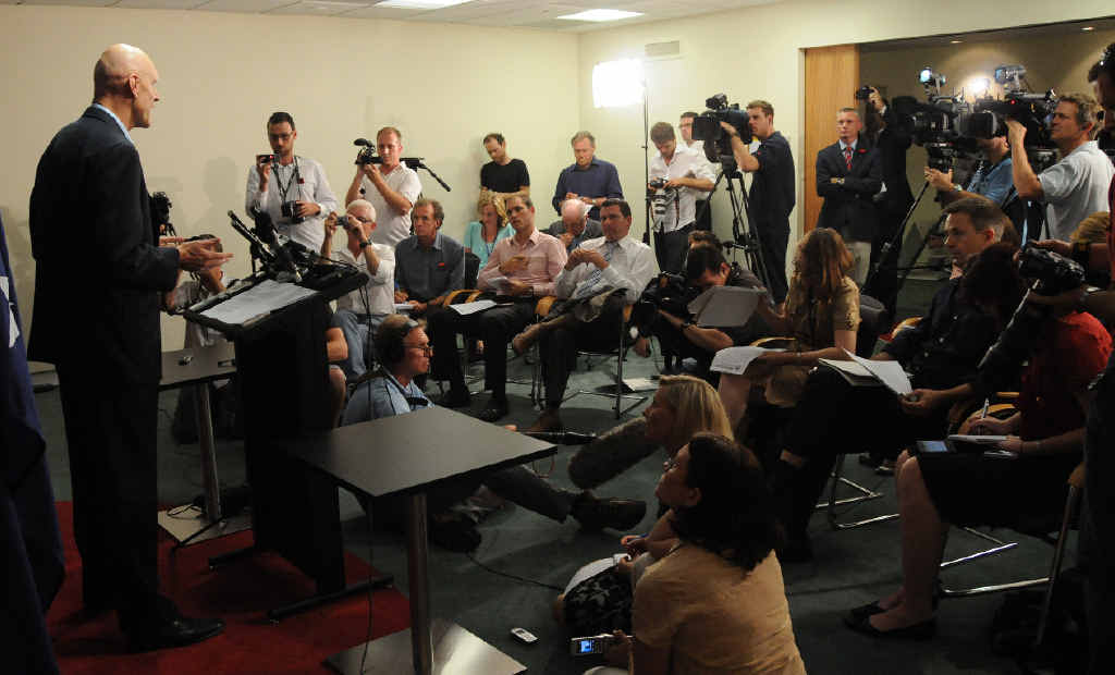 THE BIG DAY: Then Federal Environment Minister Peter Garrett announces he will stop the Traveston dam project at a press conference in Brisbane in November, 2009. THE BIG DAY: Then Federal Environment Minister Peter Garrett announces he will stop the Traveston dam project at a press conference in Brisbane in November, 2009.