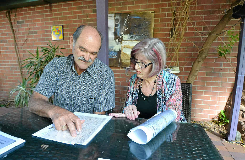 SPECIAL DELIVERY: Descendant of George Richards, Peter Farrell of Ballina and descendant of Frederick Richardson, Jill Barnett of Casino go through the letter that took nearly 100 years to deliver. SPECIAL DELIVERY: Descendant of George Richards, Peter Farrell of Ballina and descendant of Frederick Richardson, Jill Barnett of Casino go through the letter that took nearly 100 years to deliver.