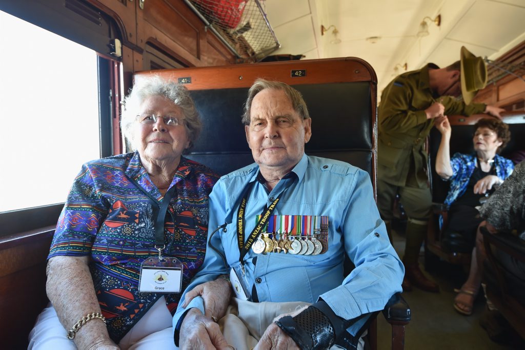 Image for sale: 2015 Anzac Troop Train Re-enactment - Ted and Grace Kirk from Gayndah. Photo: Alistair Brightman / Fraser Coast Chronicle