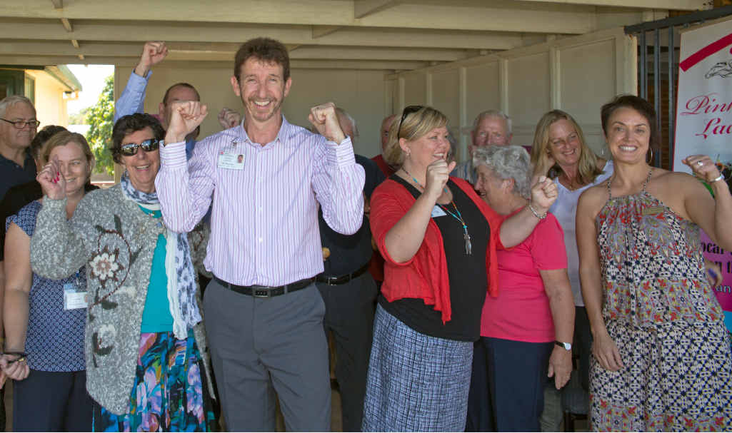 NEW ROLE: Nurse Vince Carroll celebrates his appointment with representatives from Medicare Local, Pink Silks, the local heath district and Parkinson’s support groups. NEW ROLE: Nurse Vince Carroll celebrates his appointment with representatives from Medicare Local, Pink Silks, the local heath district and Parkinson’s support groups.