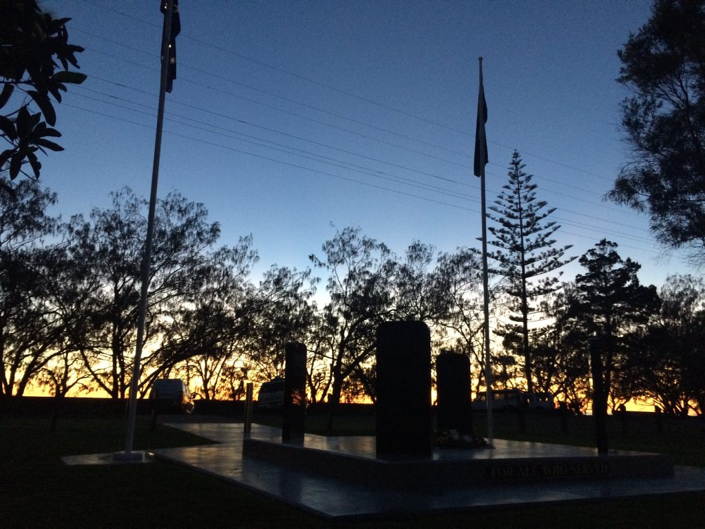 The new memorial stands proud as the sun rises over the Pacific Ocean at Woodgate. The new memorial stands proud as the sun rises over the Pacific Ocean at Woodgate.