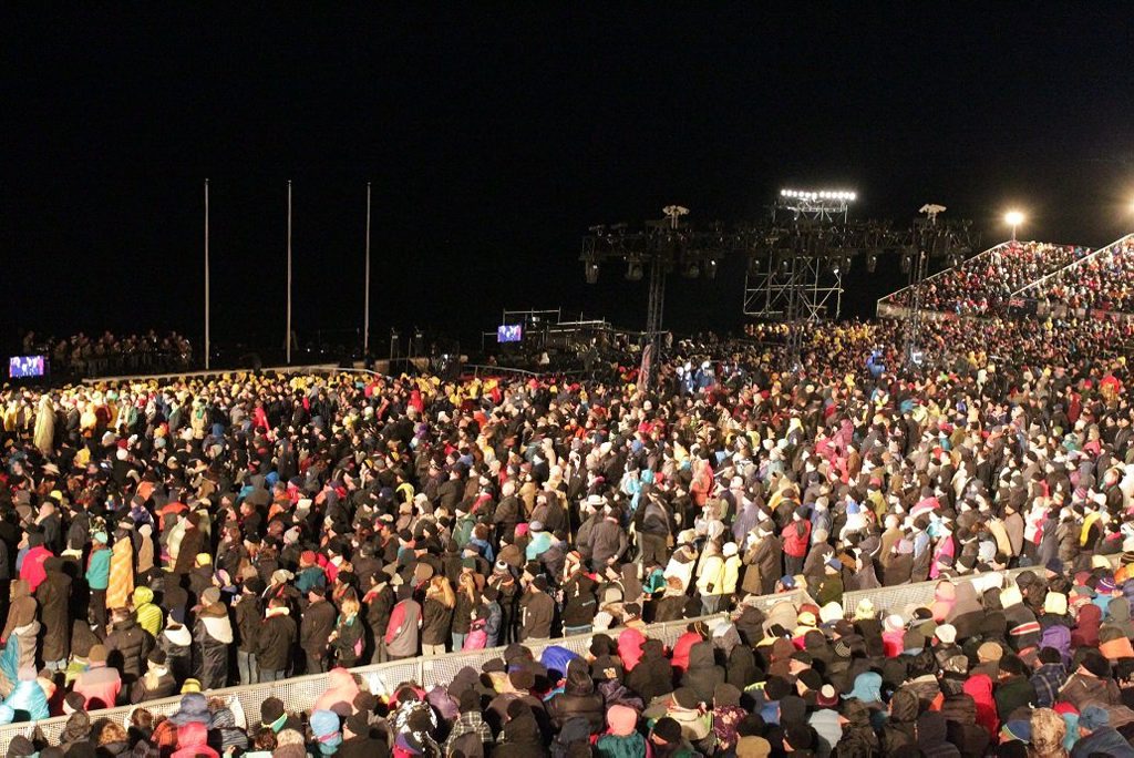 The crowd stands at the beginning of the centenary Anzac day dawn service at Gallipoli. The crowd stands at the beginning of the centenary Anzac day dawn service at Gallipoli.