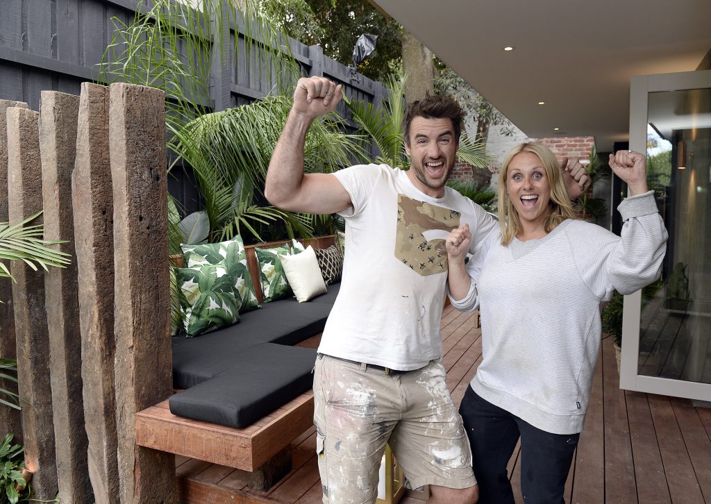 The Block Triple Threat contestants Darren and Deanne Jolly pictured in their winning outdoor terrace. The Block Triple Threat contestants Darren and Deanne Jolly pictured in their winning outdoor terrace.