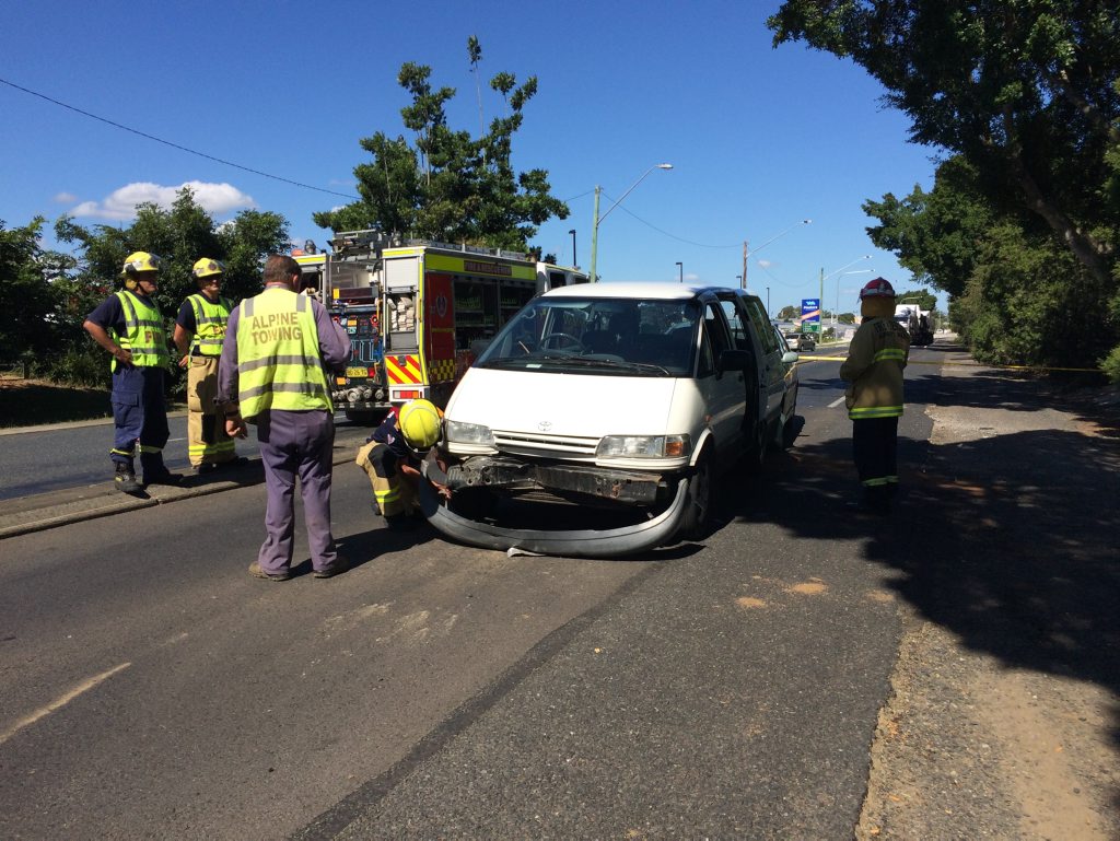 The scene of a multiple car crash outside Bunnings Lismore on the Bruxner Highway. The scene of a multiple car crash outside Bunnings Lismore on the Bruxner Highway.