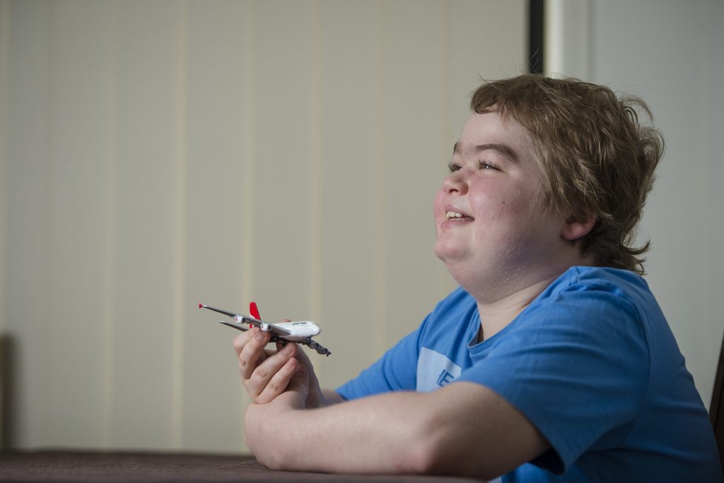 Juvenile Dermatomyositits sufferer Damon Muller loves playing with Lego and model airplanes, especially his new Airbus A380 Qantas plane. Juvenile Dermatomyositits sufferer Damon Muller loves playing with Lego and model airplanes, especially his new Airbus A380 Qantas plane.