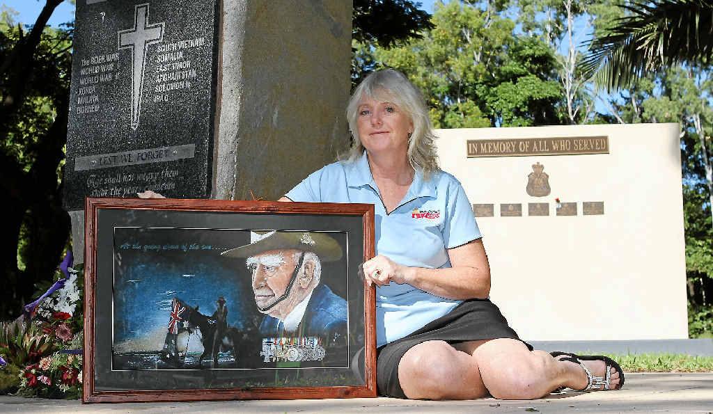 GOING HOME: Zoe Canfield’s prizewinning artwork ‘At the Going Down of the Sun’ will be gifted to 96-year-old Colonel William Whyte MC (pictured), who has been traced to a Sydney suburb. GOING HOME: Zoe Canfield’s prizewinning artwork ‘At the Going Down of the Sun’ will be gifted to 96-year-old Colonel William Whyte MC (pictured), who has been traced to a Sydney suburb.