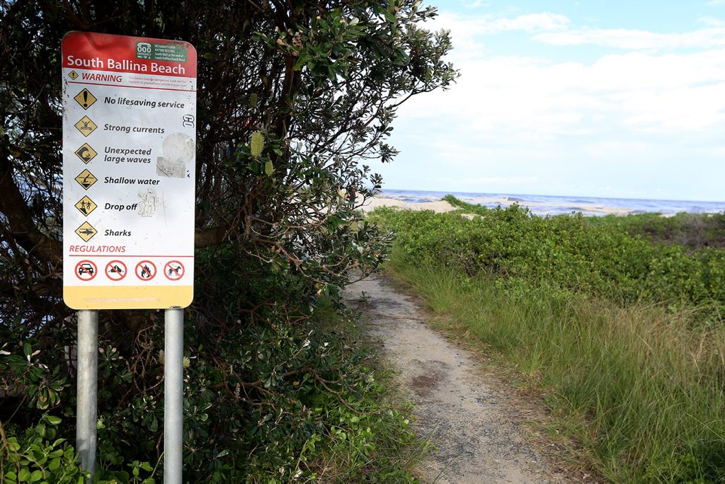 Entrance sign to South Wall beach at South Ballina. Photo: Nolan Verheij-Full / The Northern Star Photo: Nolan Verheij-Full / The Northern Star Entrance sign to South Wall beach at South Ballina. Photo: Nolan Verheij-Full / The Northern Star Photo: Nolan Verheij-Full / The Northern Star