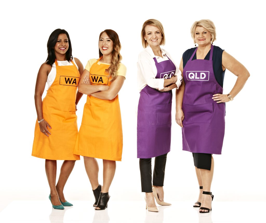 My Kitchen Rules semi-finalists Eva and Debra and grand finalists Jac and Shaz. My Kitchen Rules semi-finalists Eva and Debra and grand finalists Jac and Shaz.