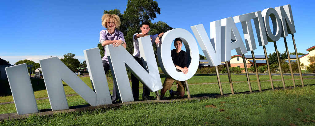 HIGH TECH: Mackenzie Reardon, Sean Phillips and Hamish Caulfield, all 16, are launching a crowdfunding campaign to develop their Holographic Estate app. HIGH TECH: Mackenzie Reardon, Sean Phillips and Hamish Caulfield, all 16, are launching a crowdfunding campaign to develop their Holographic Estate app.
