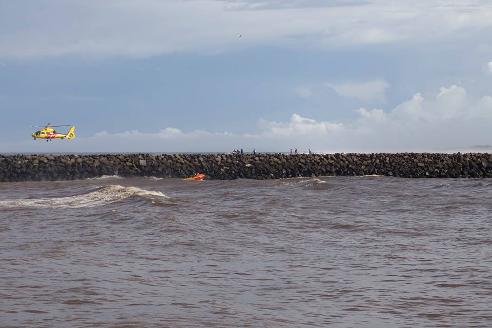 The Westpac Life Saver Rescue Helicopter and the Ballina Jet Boat at Ballina's South Wall where a child drowned after being swept into the ocean by a rogue wave on Saturday. Shared to The Northern Star's Facebook page by Saawan Raghoobar. The Westpac Life Saver Rescue Helicopter and the Ballina Jet Boat at Ballina's South Wall where a child drowned after being swept into the ocean by a rogue wave on Saturday. Shared to The Northern Star's Facebook page by Saawan Raghoobar.