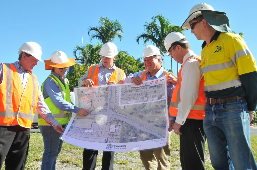 WORK STARTS: From left, Transport and Main Roads Ftizroy district director Peter Trim, TMR superintendant Lisa Abbott, state MP Glenn Butcher, federal MP Ken O'Dowd, Aecom project manager, design Leigh Barrett, Shamrock Civil Engineering project engineer William Irwin at the start of the project to upgrade the intersection with traffic lights. WORK STARTS: From left, Transport and Main Roads Ftizroy district director Peter Trim, TMR superintendant Lisa Abbott, state MP Glenn Butcher, federal MP Ken O'Dowd, Aecom project manager, design Leigh Barrett, Shamrock Civil Engineering project engineer William Irwin at the start of the project to upgrade the intersection with traffic lights.