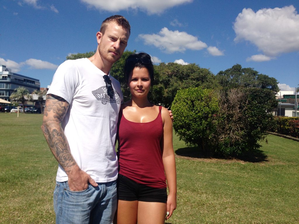 Image for sale: NOT FAIR: Travellers Dan Judd and Megan Chinery. Photo Crystal Jones / NewsMail