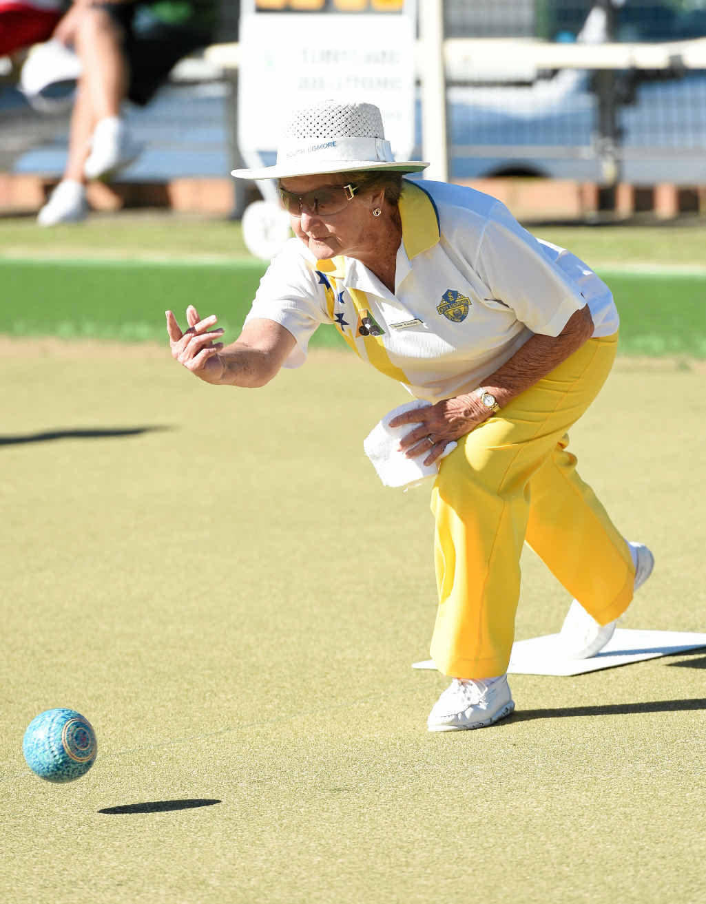 Nola Fairfull at the Joyce Gaggin Memorial Triples at the East Lismore Bowling Club yesterday Nola Fairfull at the Joyce Gaggin Memorial Triples at the East Lismore Bowling Club yesterday