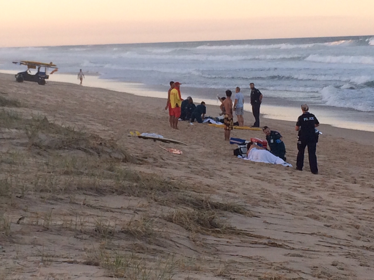 Lifeguards are on scene at a beach emergency unfolding this afternoon. Lifeguards are on scene at a beach emergency unfolding this afternoon.