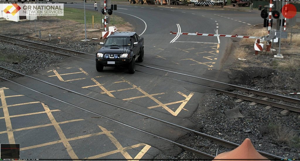 A near miss at a Central Queensland rail crossing. A near miss at a Central Queensland rail crossing.