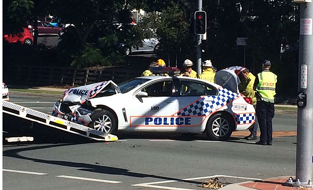 A police car was involved in a two-vehicle crash at the intersection of Collingwood Drive and Smiths Road on Wednesday. A police car was involved in a two-vehicle crash at the intersection of Collingwood Drive and Smiths Road on Wednesday.