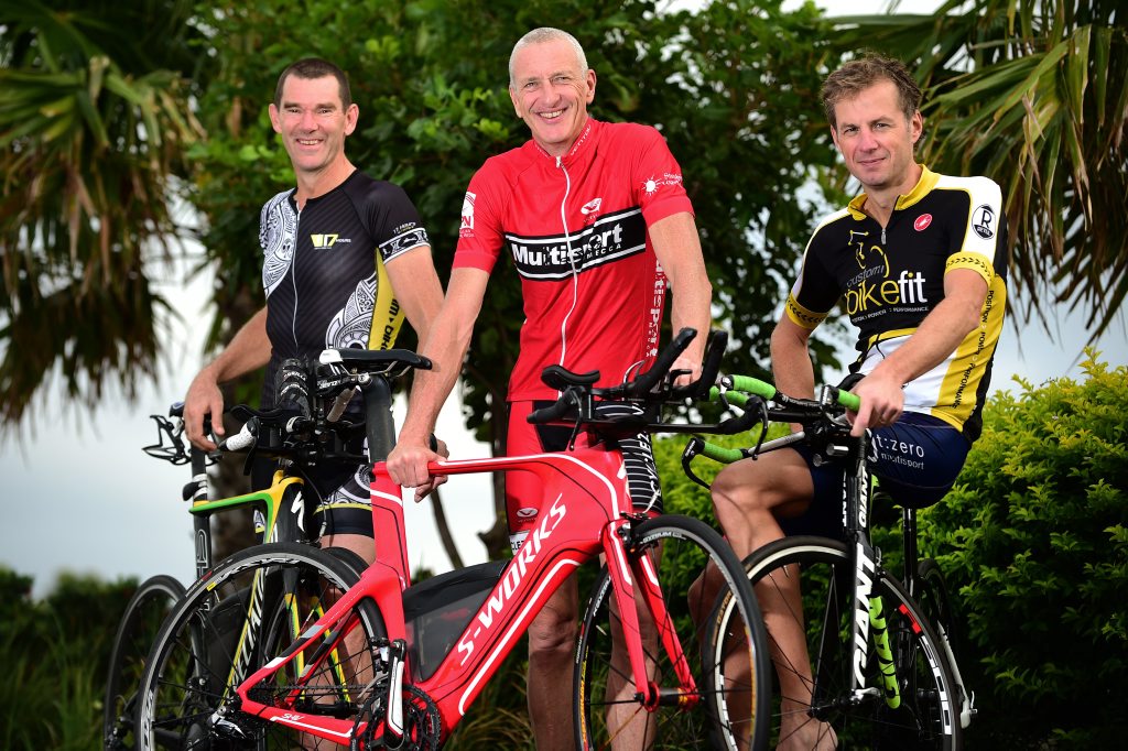 Sunshine Coast Ultraman Australia competitors Robbie Andrews, Tony Bryan and Stephen Gage. Sunshine Coast Ultraman Australia competitors Robbie Andrews, Tony Bryan and Stephen Gage.