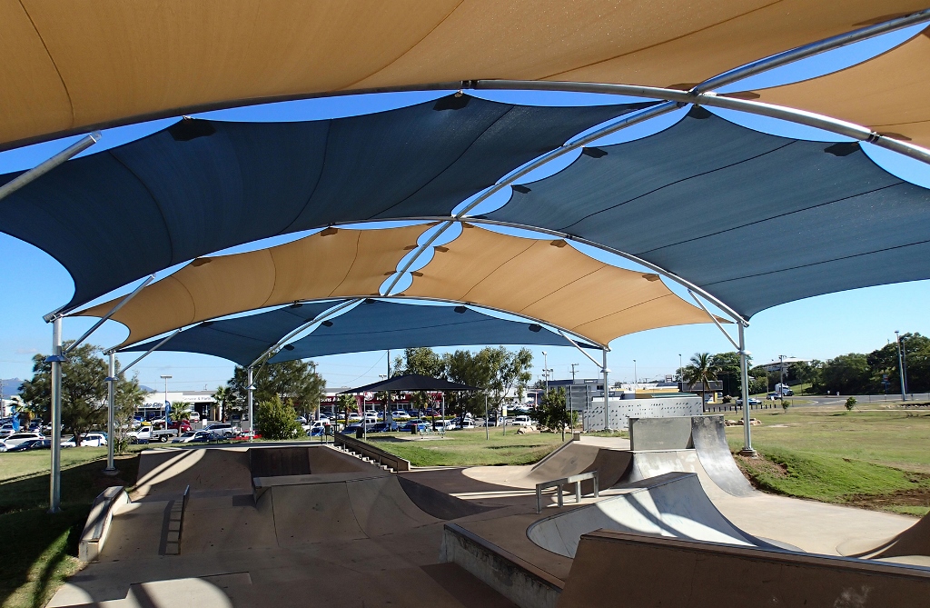 The new shade structure at the Gladstone Memorial Park skate bowl. The new shade structure at the Gladstone Memorial Park skate bowl.