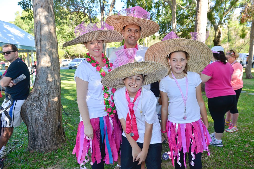 Image for sale: 2015 Mother's Day Classic Fun Run at Tannum Sands. Suzy, Angus, 13, Jason and Sophie Chandler, 11. Photo Mike Richards / The Observer