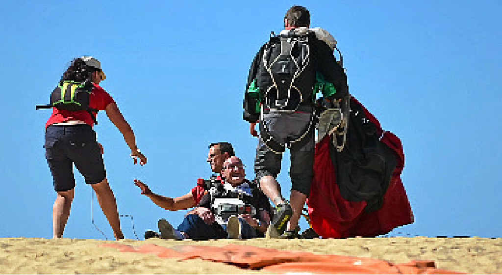 TOUCHDOWN: Gladstone man George Lavendar, 80, is delighted to be on terra firma again. TOUCHDOWN: Gladstone man George Lavendar, 80, is delighted to be on terra firma again.