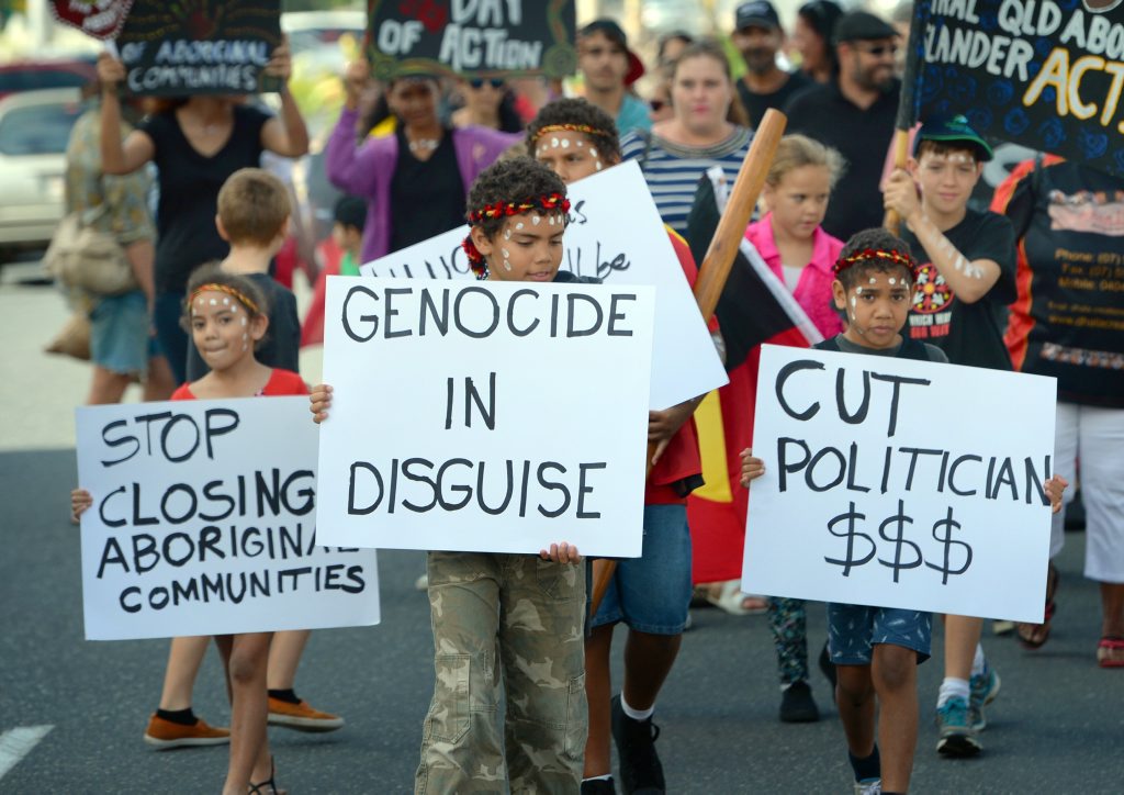 About two hundred people marched through the streets of Rockhampton in support of Aboriginal people in support of West Australian indigenous people after the government has threatened to withdraw funding from remote communities. Photo: Chris Ison / The Morning Bulletin About two hundred people marched through the streets of Rockhampton in support of Aboriginal people in support of West Australian indigenous people after the government has threatened to withdraw funding from remote communities. Photo: Chris Ison / The Morning Bulletin
