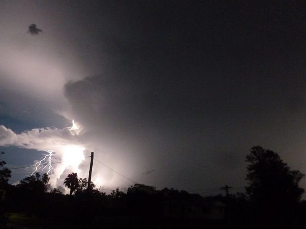 Gwenda Mould combines the full moon with lightning.