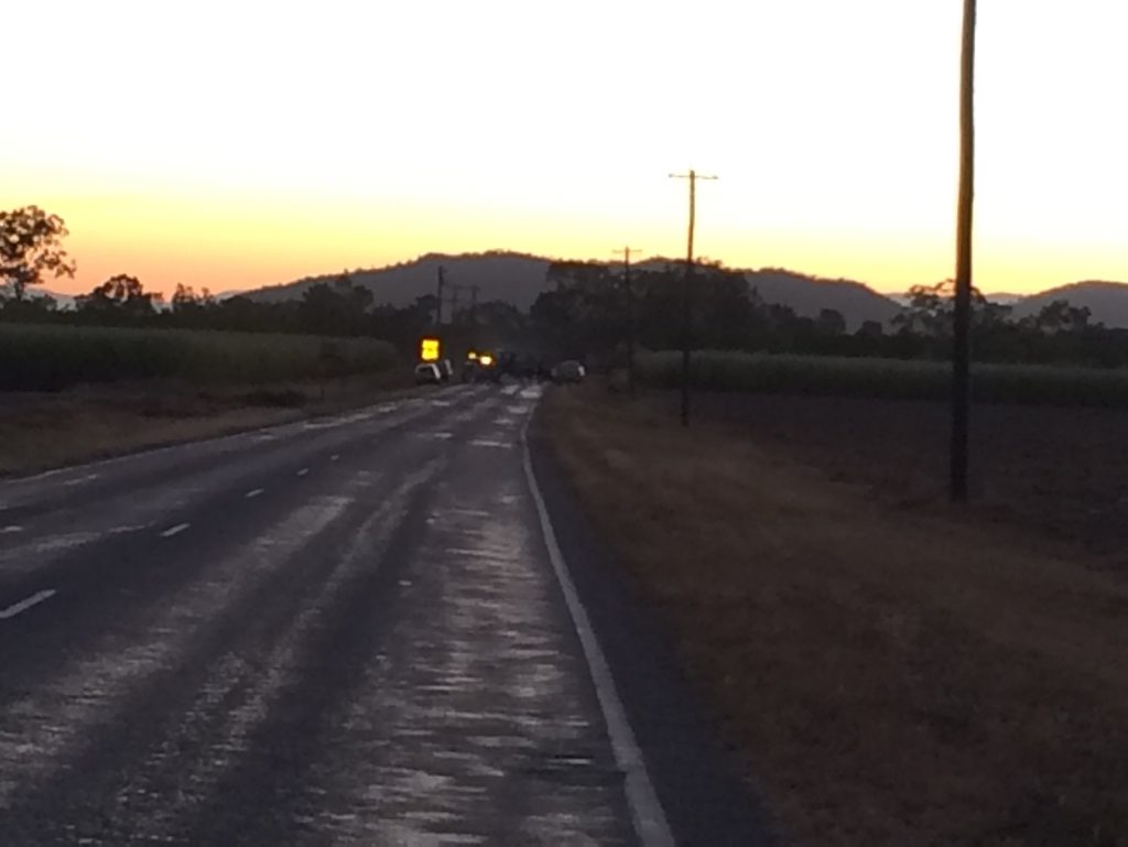 The scene of the fatal crash on Mackay-Eungella Rd this afternoon. The scene of the fatal crash on Mackay-Eungella Rd this afternoon.