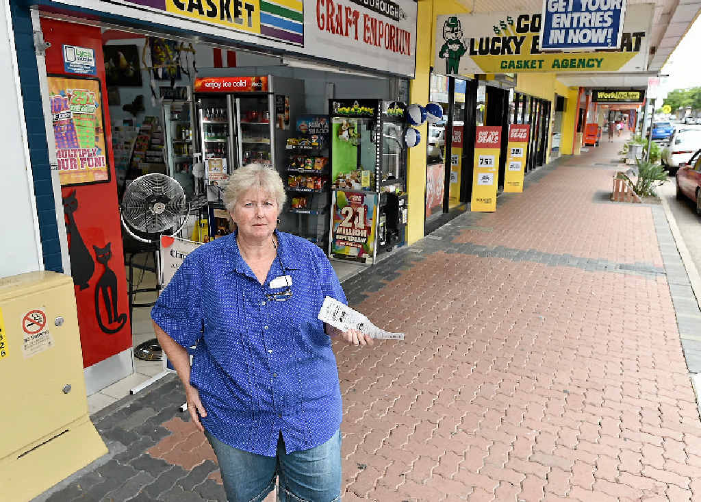 MAJOR DOWNTURN: Claudia Davidson, owner of Cores Lucky Black Cat Casket Agency in Adelaide St, says her business has lost thousands of dollars since the Maryborough Heritage Markets moved. MAJOR DOWNTURN: Claudia Davidson, owner of Cores Lucky Black Cat Casket Agency in Adelaide St, says her business has lost thousands of dollars since the Maryborough Heritage Markets moved.