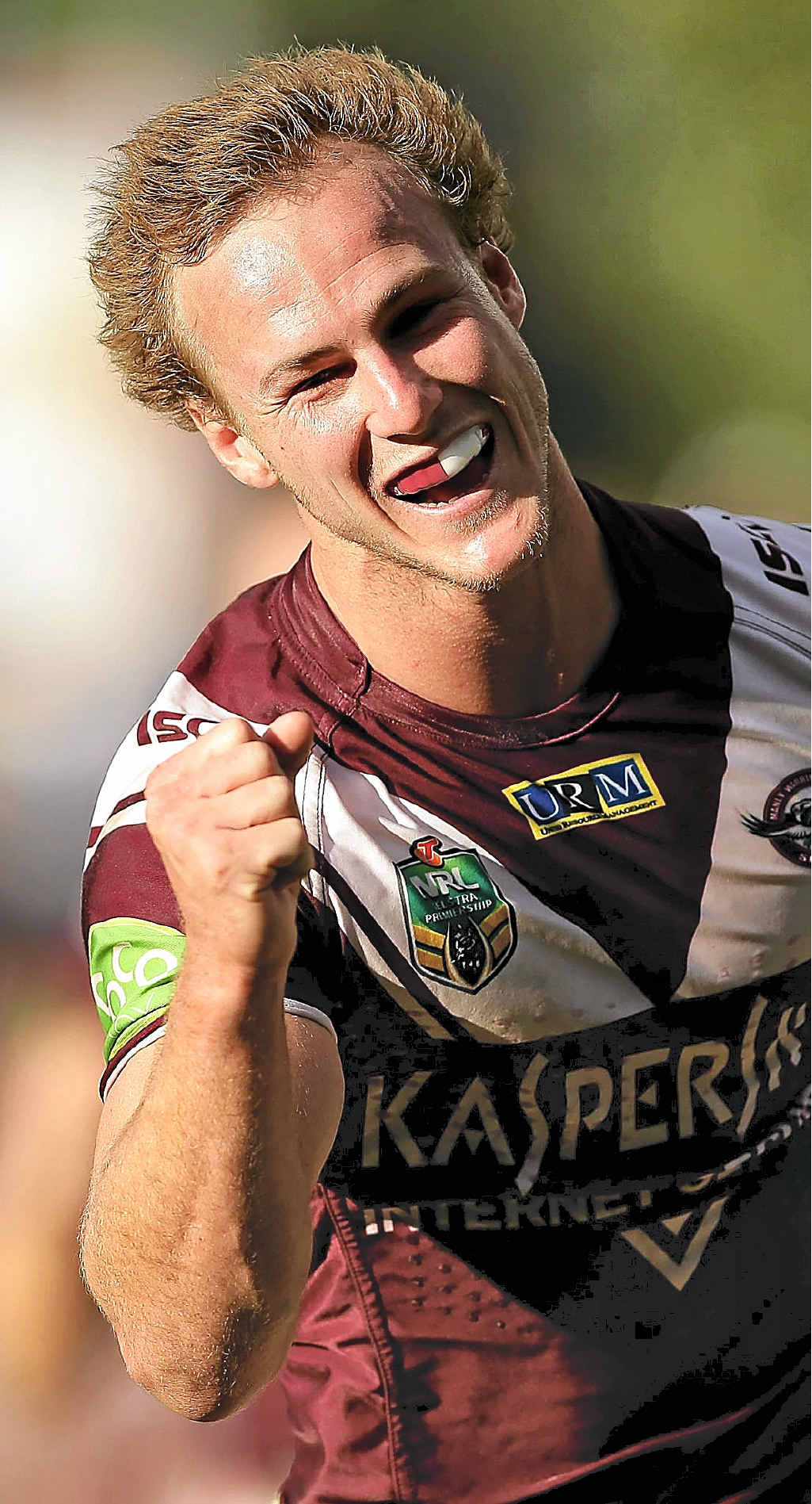 DALY BREAD: Manly’s Daly Cherry-Evans celebrates scoring a try against the Newcastle Knights at Brookvale Oval yesterday. DALY BREAD: Manly’s Daly Cherry-Evans celebrates scoring a try against the Newcastle Knights at Brookvale Oval yesterday.