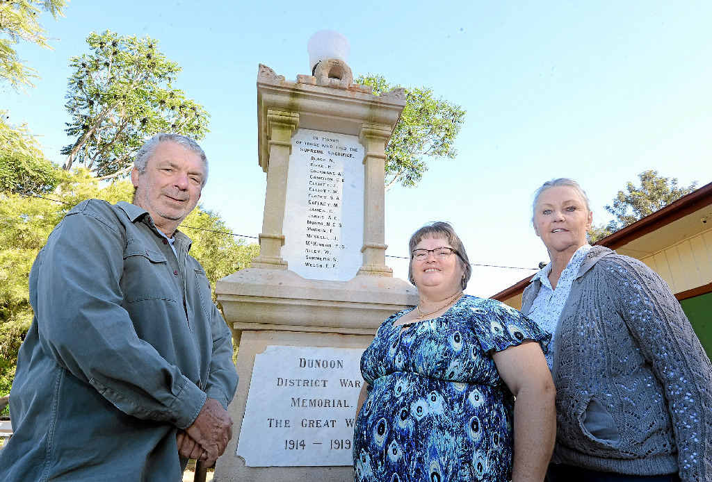 RESTORED: Dunoon Community Hall president Ian Murray, Dunoon War Memorial sub branch member Helen Wallace, and Dunoon Hall member and member of the Lismore RSL sub branch Pauline Maczkowiack. RESTORED: Dunoon Community Hall president Ian Murray, Dunoon War Memorial sub branch member Helen Wallace, and Dunoon Hall member and member of the Lismore RSL sub branch Pauline Maczkowiack.