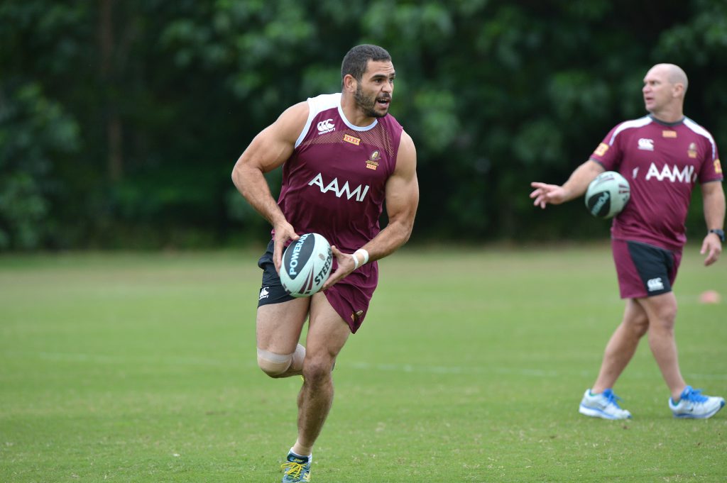 Greg Inglis training with the 2015 State of Origin Queensland side. Greg Inglis training with the 2015 State of Origin Queensland side.