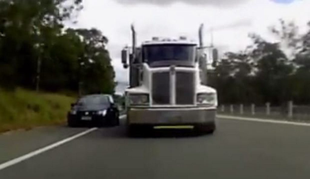 A near miss between the Helidon Spa and Withcott was captured on a dash cam. A near miss between the Helidon Spa and Withcott was captured on a dash cam.
