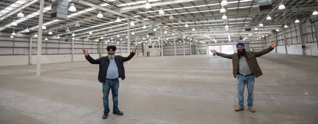 NEW FACILITY: Oz Groups’ Kamaldeep Singh Clair and Kulwinder Singh Bajwa at the old Bunnings building. NEW FACILITY: Oz Groups’ Kamaldeep Singh Clair and Kulwinder Singh Bajwa at the old Bunnings building.