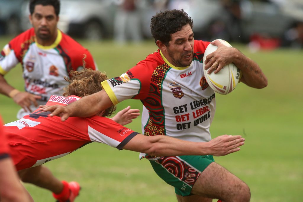 Noel King evades a Byron player during the Byron Bay vs Northern United Dirrawongs rugby league match at Red Devils park on Sunday. Photo: Nolan Verheij-Full / Northern Star Noel King evades a Byron player during the Byron Bay vs Northern United Dirrawongs rugby league match at Red Devils park on Sunday. Photo: Nolan Verheij-Full / Northern Star