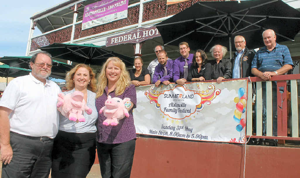 FAMILY FUN DAY: Pigs and the pub will be the focus of the Alstonville Family Festival this Sunday. Pictured are organisers Les Wiles, Liz Bugden and Belinda Cordery with pigs at the ready for the pig races, and other supporters. FAMILY FUN DAY: Pigs and the pub will be the focus of the Alstonville Family Festival this Sunday. Pictured are organisers Les Wiles, Liz Bugden and Belinda Cordery with pigs at the ready for the pig races, and other supporters.