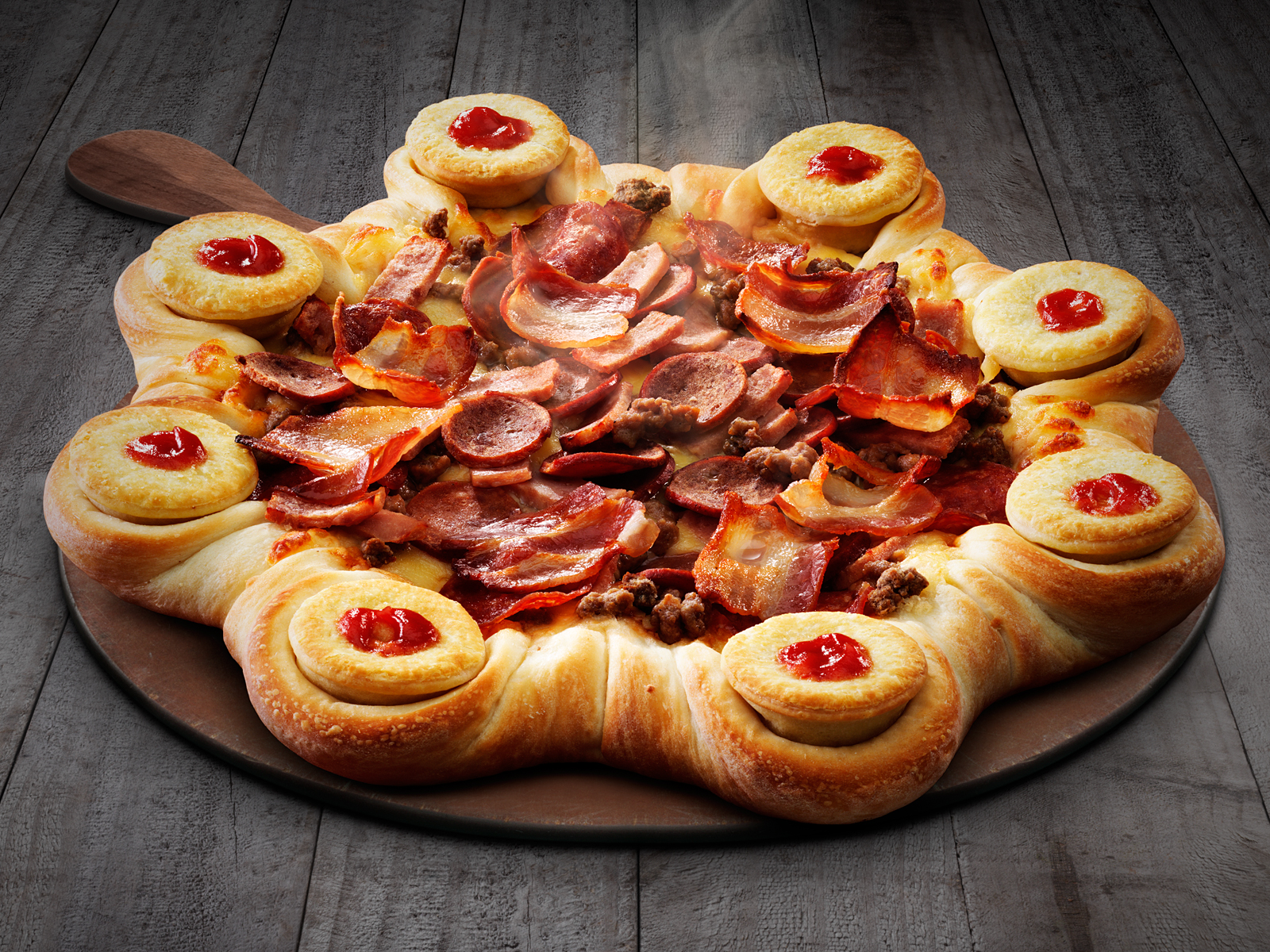 The pizza contains pies. The pizza contains pies.