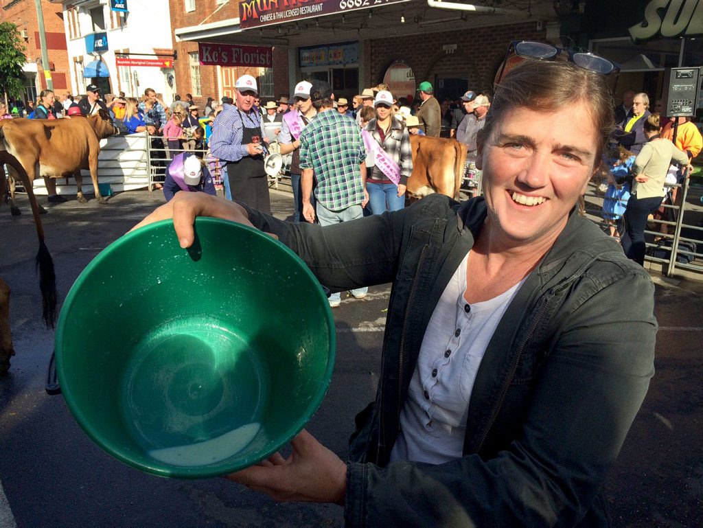 Debbie Frederickson, of Kingaroy in Queensland, at the Casino Beef Week milking competition. Debbie Frederickson, of Kingaroy in Queensland, at the Casino Beef Week milking competition.