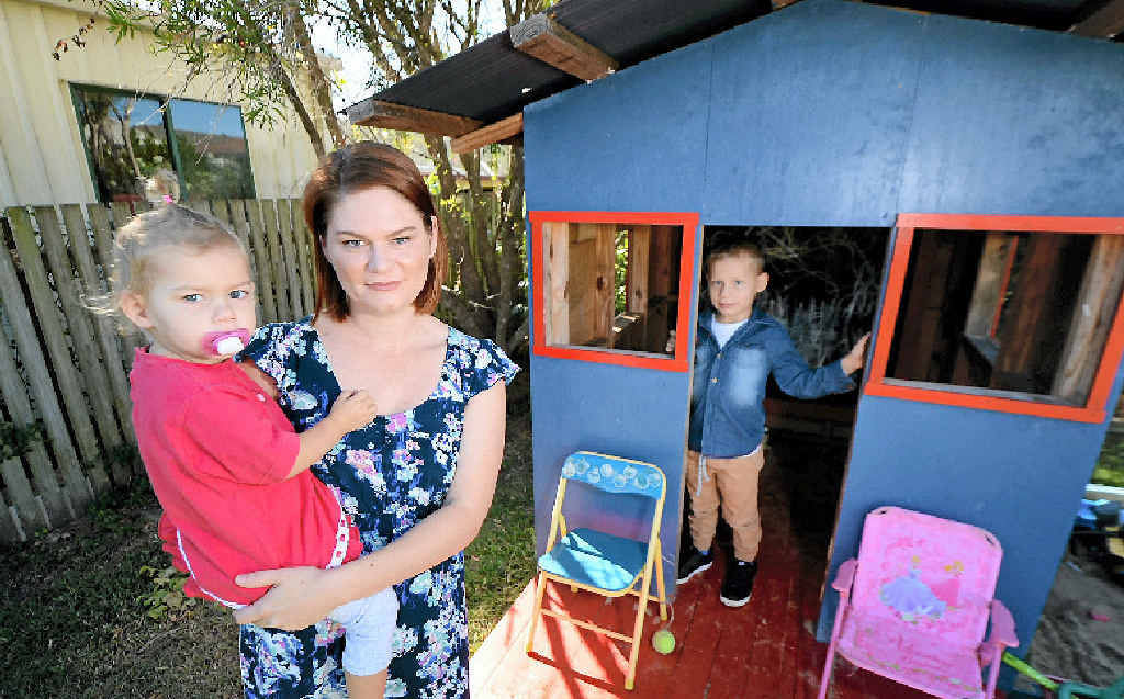 CHILD CARE CONCERNS: Sylvia Sell, with her 18-month-old daughter Quinn and four-year-old son Tanna, hopes she can find another occasional child care centre for her daughter after Kids Kapers Child Care Centre at Mercure Capricorn Resort closed last Friday. CHILD CARE CONCERNS: Sylvia Sell, with her 18-month-old daughter Quinn and four-year-old son Tanna, hopes she can find another occasional child care centre for her daughter after Kids Kapers Child Care Centre at Mercure Capricorn Resort closed last Friday.