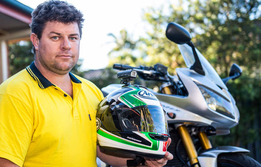 SEEKING ANSWERS: Tony Deane with his helmet-mounted action camera. Trevor Veale SEEKING ANSWERS: Tony Deane with his helmet-mounted action camera. Trevor Veale