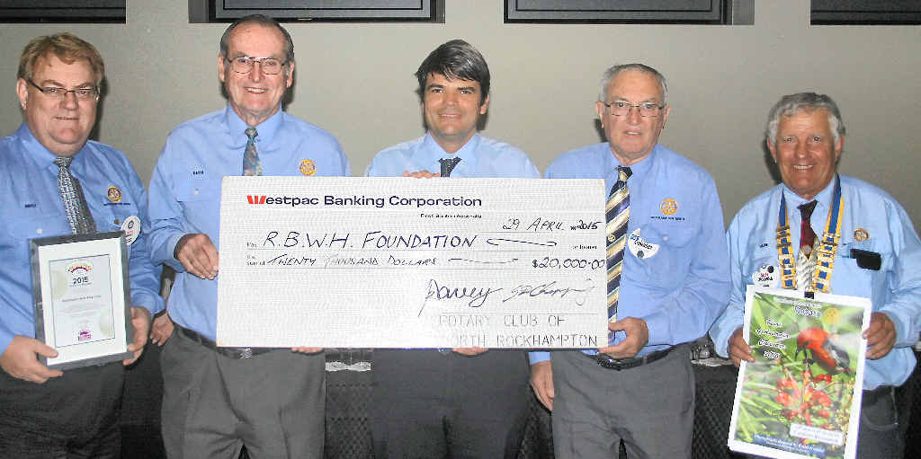 Rotary treasurer Bryce Davey, project organiser Keith Ireland, Dr Mike Fay, calendar printer Eric Anderson and Rockhampton North club president Glen Chopping holding the 2016 calendar. Rotary treasurer Bryce Davey, project organiser Keith Ireland, Dr Mike Fay, calendar printer Eric Anderson and Rockhampton North club president Glen Chopping holding the 2016 calendar.