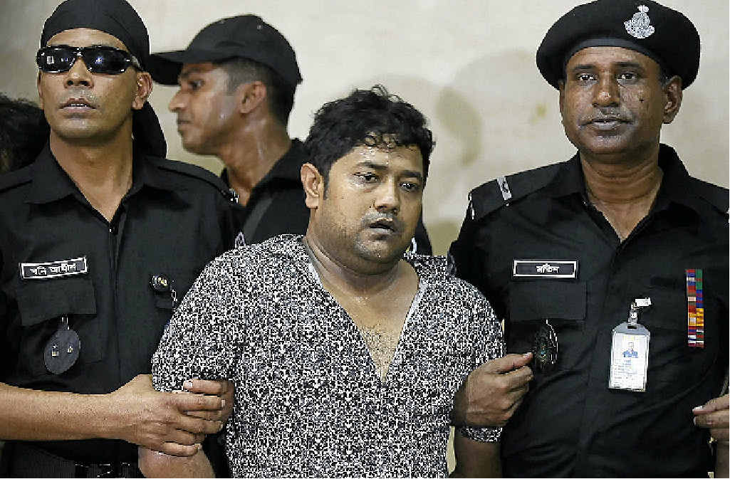 IN STRIFE: Property tycoon Sohel Rana, charged in connection with Bangladesh’s worst industrial disaster, is presented by police at a press conference in Dhaka. IN STRIFE: Property tycoon Sohel Rana, charged in connection with Bangladesh’s worst industrial disaster, is presented by police at a press conference in Dhaka.