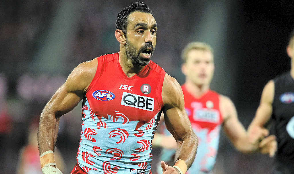 The NSW Parliament has congratulated Sydney Swans star Adam Goodes and condemned Eddie McGuire, inset. The NSW Parliament has congratulated Sydney Swans star Adam Goodes and condemned Eddie McGuire, inset.