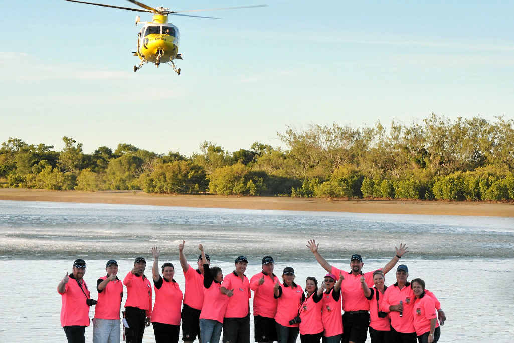 FLYOVER: Capricorn Helicopter Rescue Service salutes the crew from the HookUp committee. FLYOVER: Capricorn Helicopter Rescue Service salutes the crew from the HookUp committee.