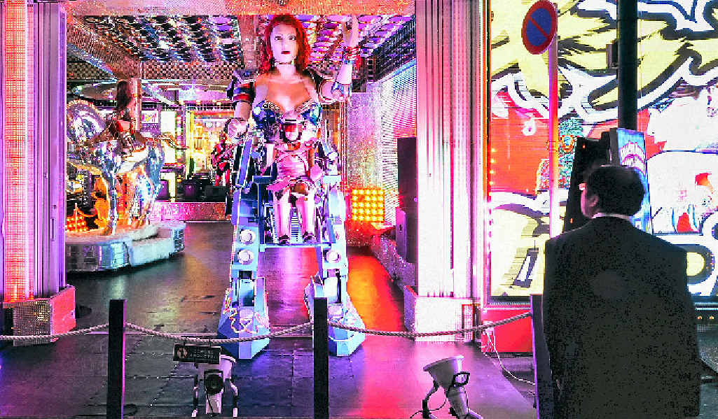 Outside the robot restaurant in Tokyo. Dazzling lights and outfits produce an amazing show experience. Outside the robot restaurant in Tokyo. Dazzling lights and outfits produce an amazing show experience.