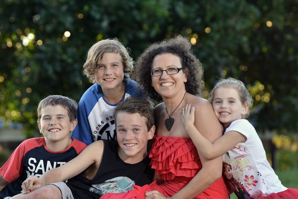 Sippy Downs mum-of-four has been through hell and back dealing with her kids range of allergies and intolerances. (L to R) Noah, 10, Bailey, 13, Aydan, 12, (mum) Heidi and daughter, Shiloh, 4, Finlay. Photo Patrick Woods / Sunshine Coast Daily Sippy Downs mum-of-four has been through hell and back dealing with her kids range of allergies and intolerances. (L to R) Noah, 10, Bailey, 13, Aydan, 12, (mum) Heidi and daughter, Shiloh, 4, Finlay. Photo Patrick Woods / Sunshine Coast Daily