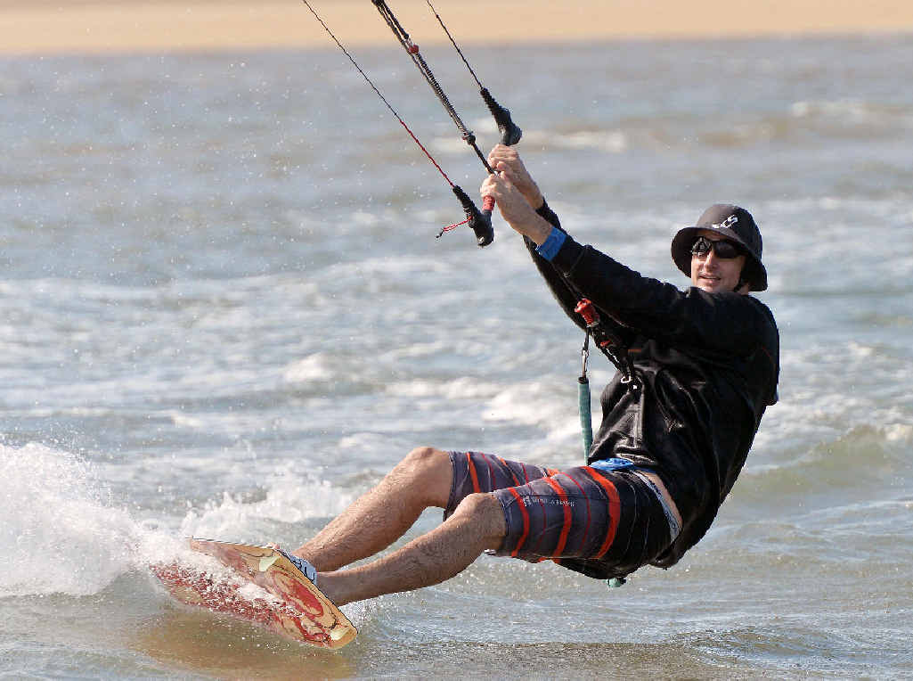 Liam Fulcher hones his kite-surfing skills. Liam Fulcher hones his kite-surfing skills.