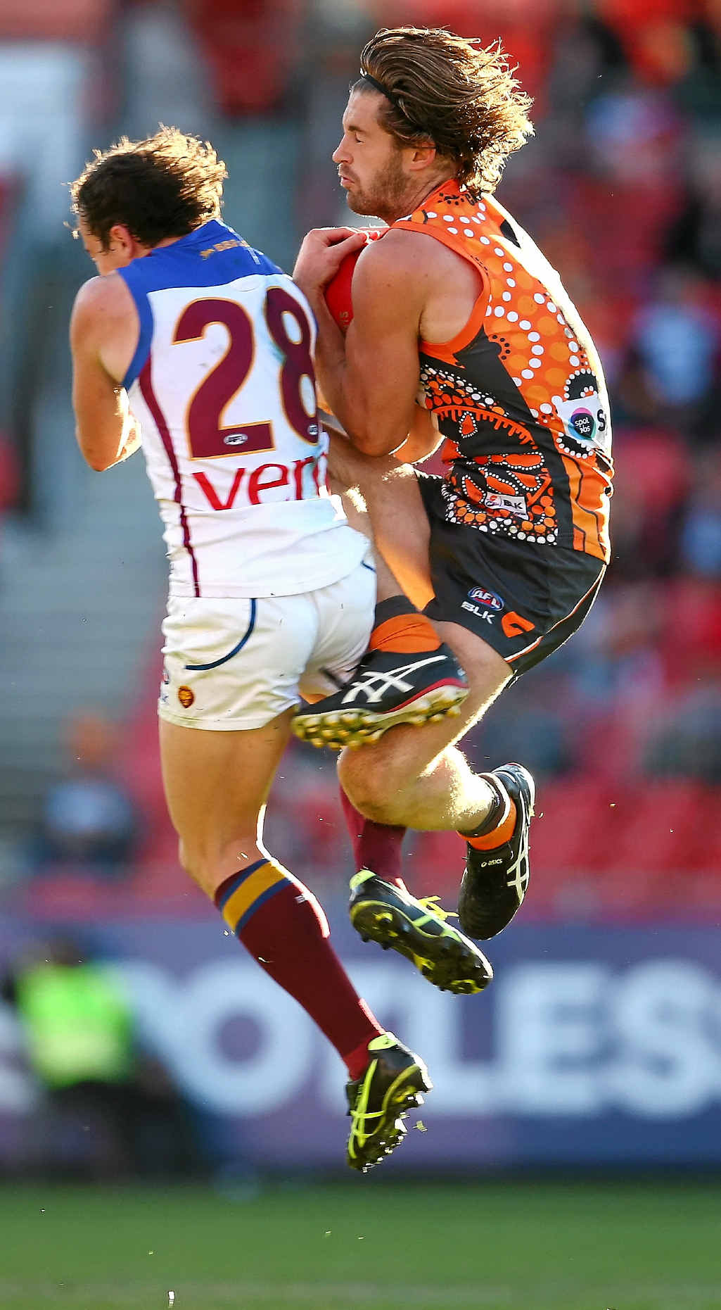 CAPTAIN’S EFFORT: GWS Giants’ skipper Callan Ward takes a courageous mark against the Lions at Spotless Stadium. CAPTAIN’S EFFORT: GWS Giants’ skipper Callan Ward takes a courageous mark against the Lions at Spotless Stadium.