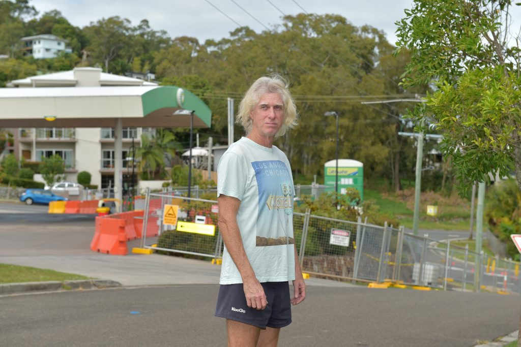 Coolum resident Byron Robertson says a diesel smell from the BP across the road from his house has intensified in past weeks. Coolum resident Byron Robertson says a diesel smell from the BP across the road from his house has intensified in past weeks.
